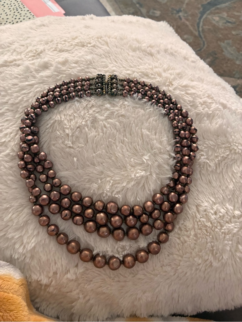 Vintage Multi-Strand Bronze Pearl Necklace